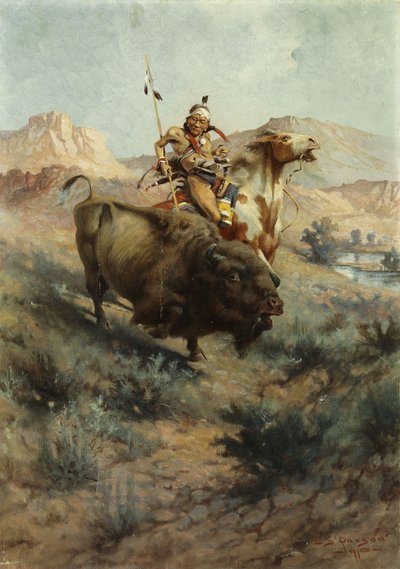 Indien et bison, 1891 - Edgar Samuel Paxson