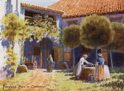 Espagne du Nord : Pampelune, un patio près de la cathédrale - Edgar T. A. Wigram