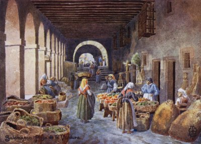 Espagne du Nord : Salamanque, arcades de la Plaza de la Verdura - Edgar T. A. Wigram