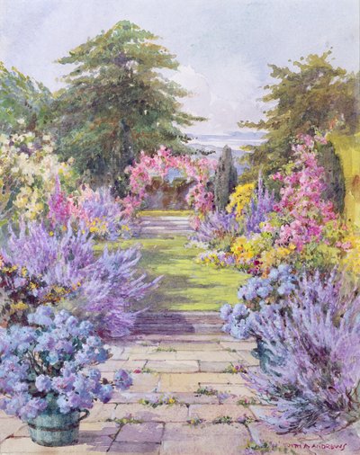 Le chemin de dalles dans un jardin d