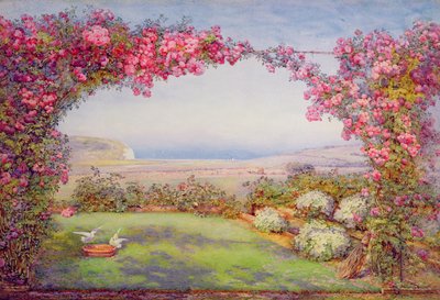 Un jardin avec une arche de roses - Edith Helena Adie