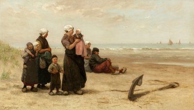 En attendant le retour des navires sur la plage de Katwijk - Edith Hume