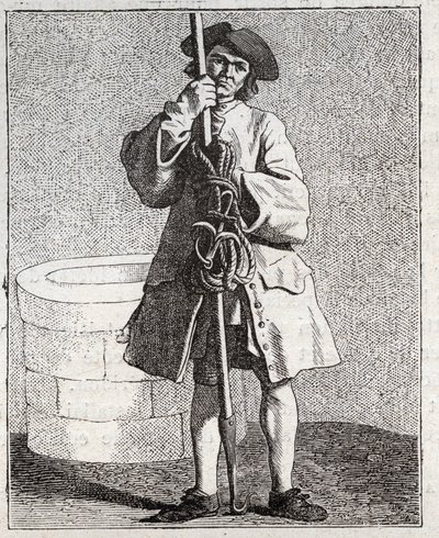 Le cureur de puits (gravure) - Edmé Bouchardon