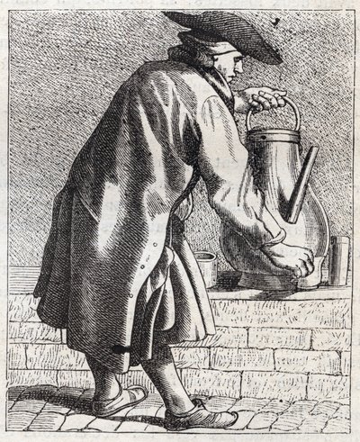 Le marchand de café - Petit métier de Paris (Études prises dans le bas Peuple, ou les Cris de Paris) - gravure par Edme Bouchardon (1698-1762) - Edmé Bouchardon