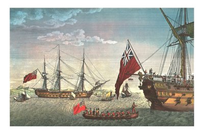 Napoléon monte à bord du Northumberland pour son voyage à Sainte-Hélène, 8 août 1815, vers 1850 - Edme Bovinet