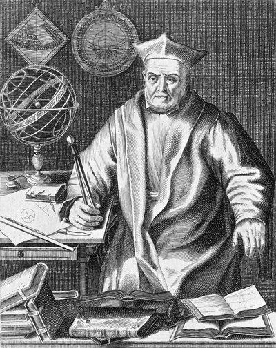 Christopher Clavius (1537-1612) astronome et mathématicien bavarois, gravure - Edme de Boulonois