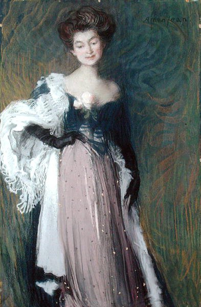Jeune femme avec une rose - Edmond François Aman Jean