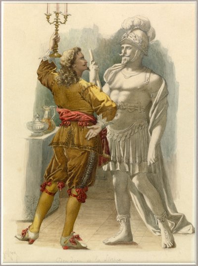Portrait de Dom Juan et de la statue, vers 1870 (aquarelle) - Edmond Aime Florentin Geffroy