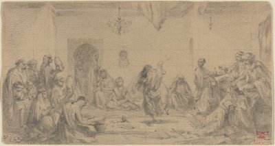 Intérieur avec danseuse - Edmond Hédouin