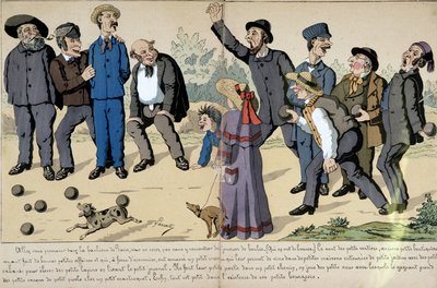 Petits bourgeois jouant aux boules - dessin social par Lavrate - Edmond Lavrate