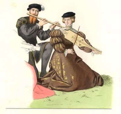 Gentilhomme et dame, couple de musiciens anglais - Edmond Lechevallier Chevignard