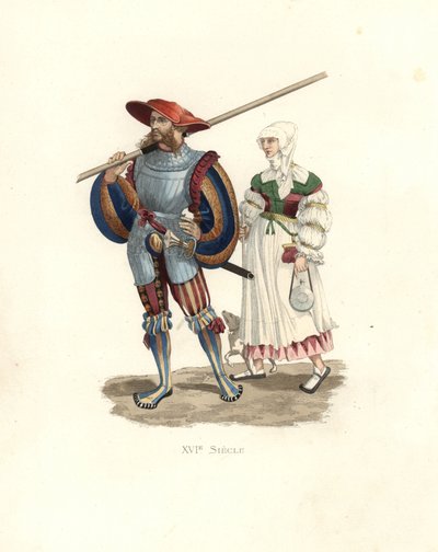 Lancier allemand et paysanne - Edmond Lechevallier Chevignard