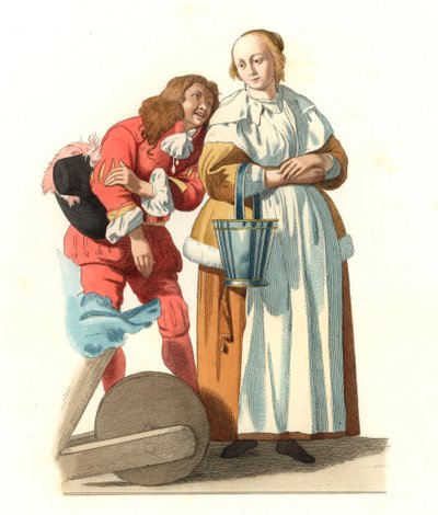 Femme de la bourgeoisie hollandaise et un page - Edmond Lechevallier Chevignard