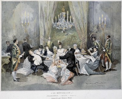 Réveillon du Nouvel An - Aquarelle, par Edmond Morin - Edmond Morin