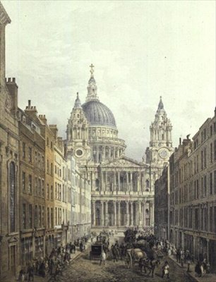 Cathédrale Saint-Paul, vue de Ludgate Hill, pub. 1852 par LLoyd Bros. & Co. - Edmund (after) Walker