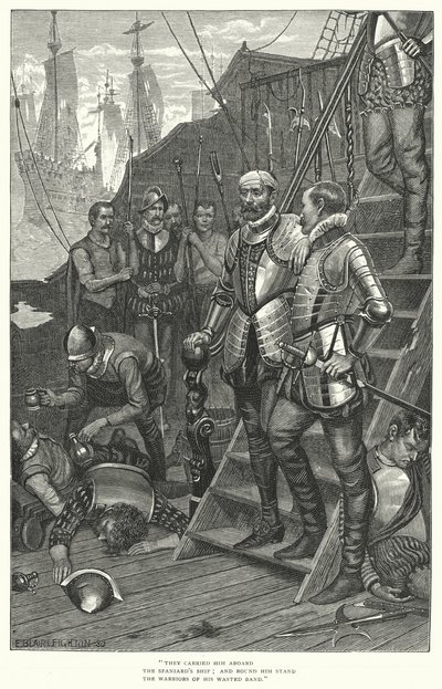 Le dernier combat de Sir Richard Grenville (gravure) - Edmund Blair (after) Leighton