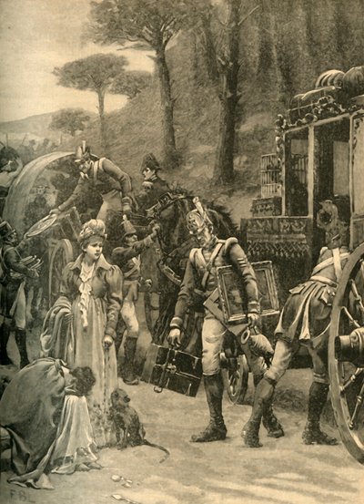 Fuite du roi Joseph Bonaparte de Vitoria, Espagne, 1813 vers 1890 - Edmund Blair Leighton
