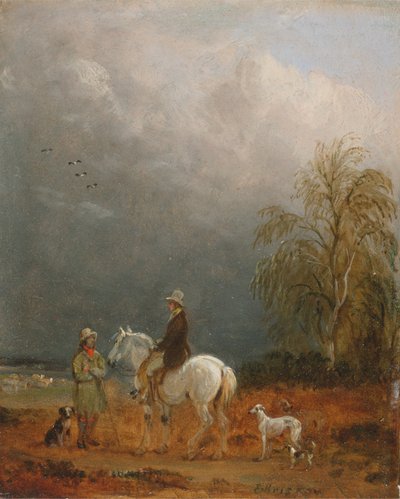 Un voyageur et un berger dans un paysage - Edmund Bristow