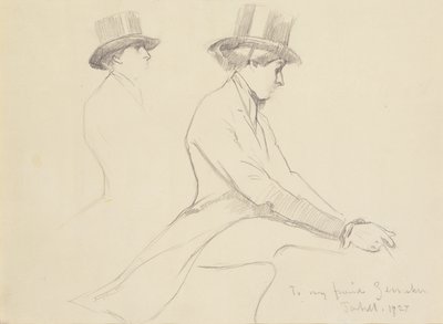 Figures équestres (crayon sur papier) - Edmund Charles Tarbell
