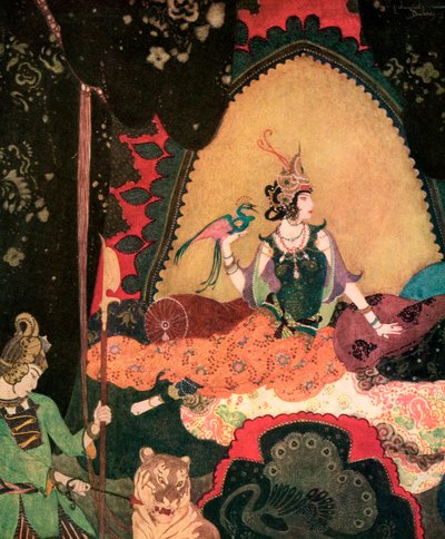 Layla tenant un oiseau - Edmund Dulac