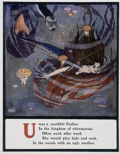 Lettre U (Undine), sirène sous la mer - Edmund Dulac