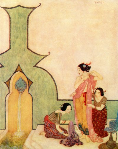 La Dame de Bedr-el-budur vient au bain, illustration de 