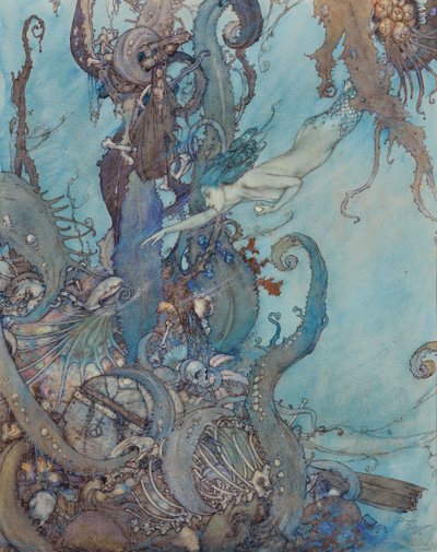 La Petite Sirène, « À la simple vue du liquide brillant, ils reculèrent de terreur » - Edmund Dulac