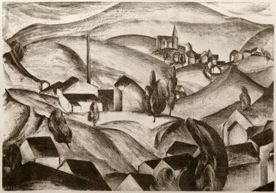 Paysage avec maisons - Edmund Fabry