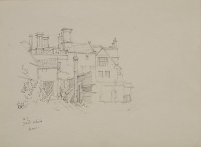 Croquis de la cour derrière la grange du Warden à New College, avec des logements en arrière-plan - Edmund Hort New
