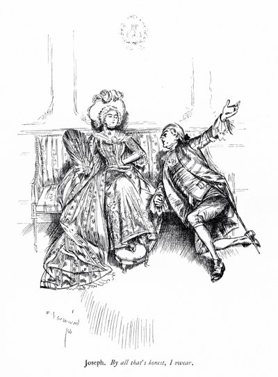 Illustration pour The School for Scandal de Sheridan (gravure) - Edmund Joseph (after) Sullivan