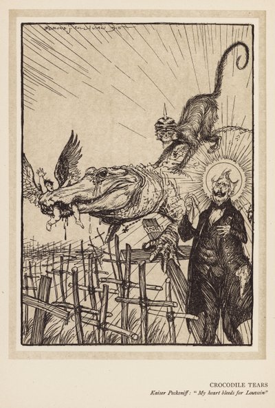 La guirlande du Kaiser : Larmes de crocodile (lithographie) - Edmund Joseph (after) Sullivan