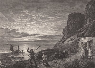 Pêcheurs père et fils disant au revoir à leur famille - Edmund Morison (after) Wimperis