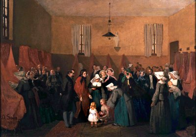 Visite de Napoléon III et Eugénie à la crèche de Sœur Rosalie - Edouard Alexandre Sain