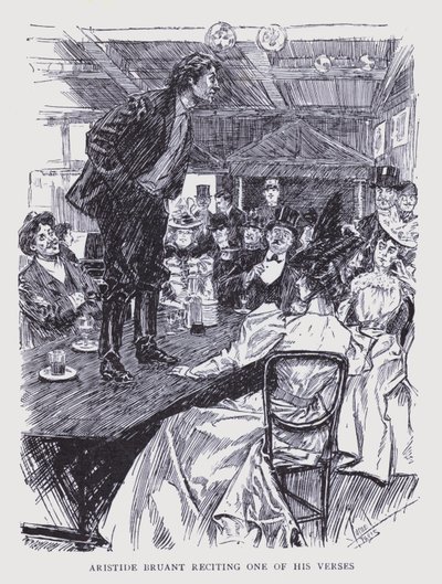 Paris bohème : Aristide Bruant récitant un de ses vers (litho) - Edouard Alfred (1875-1954) Cucuel