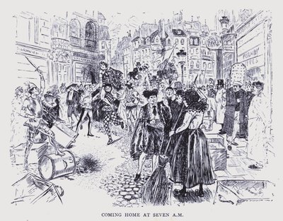 Paris bohème : Rentrer à la maison à sept heures du matin (litho) - Edouard Alfred (1875-1954) Cucuel