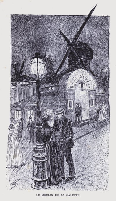 Bohemian Paris: Le Moulin de la Galette (litho) - Edouard Alfred (1875-1954) Cucuel