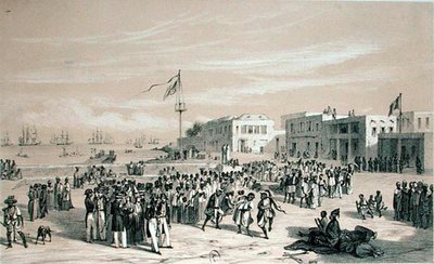 Place du Gouvernement, île de Gorée, Sénégal, vers 1840 - Edouard Auguste Nousveaux
