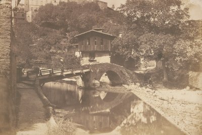 [Paysage avec ruisseau, pont de pierre et de bois] - Édouard Baldus