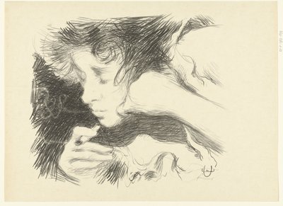 Tête de femme fumant une cigarette et les yeux fermés - Edouard Crébassa