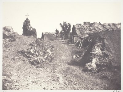 Chaumieres en Auvergne, avec un calvaire - Edouard Denis Baldus