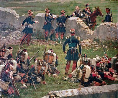 Soir de la bataille de Rezonville Gravelotte. Grenadiers de la Garde Impériale au repos, 16 août - Jean Baptiste Edouard Detaille