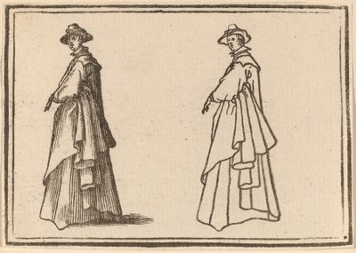 Femme debout en grand manteau - Edouard Eckman after Jacques Callot