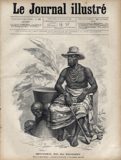 Portrait de Béhanzin (1844-1900), roi du Dahomey (Bénin) - Gravure de Navellier dans « Le Journal Illustré » de 1892 - Edouard Felicien Eugene Navellier