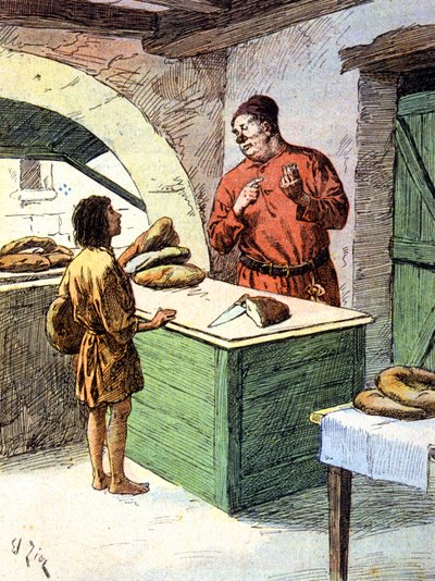 Un boulanger au Moyen Âge, c.1900 (gravure) - Edouard Francois Zier