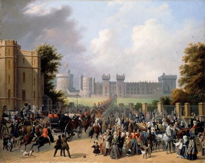 Arrivée du roi Louis-Philippe au château de Windsor - Édouard Henri Théophile Pingret