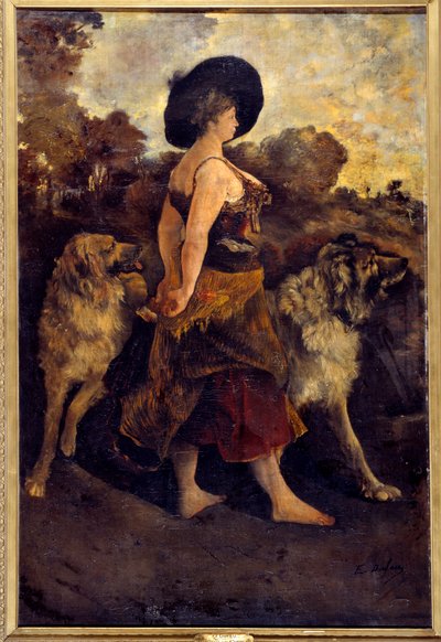La Carola Une gitane avec ses chiens - Edouard Jacques Dufeu