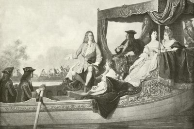 Concert fluvial de Handel pour George I (gravure) - Edouard Jean Conrad Hamman