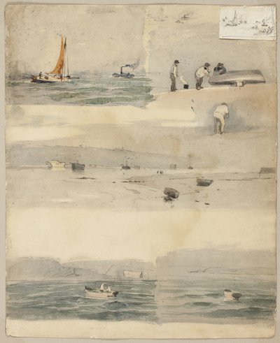 Attribué à Édouard Manet - Esquisses de scènes marines (recto), 1852-83 - Édouard Manet