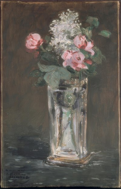 Fleurs dans un vase en cristal - Édouard Manet