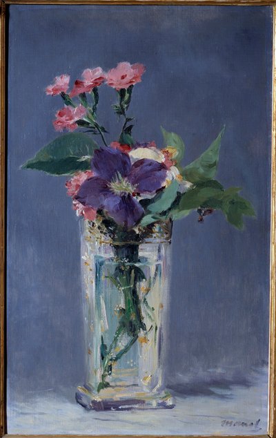 Œillets et clématites dans un vase en cristal - Édouard Manet